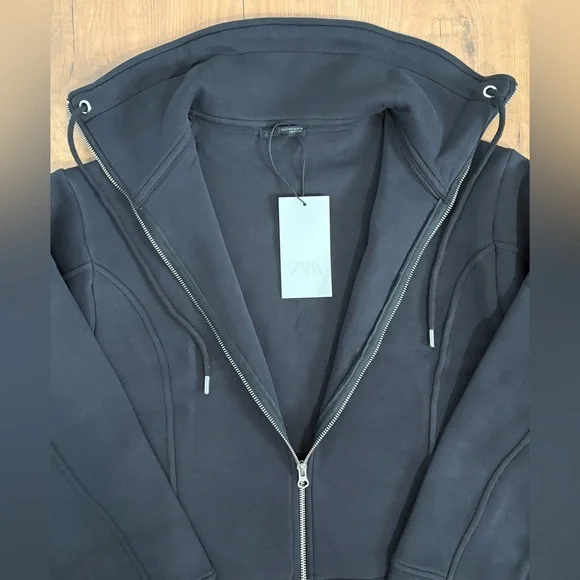 ZARA PIQUÉ ZIP-UP JACKET
Color: DARK NAVY * Size: XS-S - Picture 5 of 8